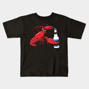 Lobster Drinking Beer Kids T-Shirt